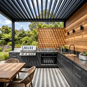 Mueble de Cocina Exterior de Acero Inoxidable Personalizado, Aparador de Cocina Resistente y Duradero, Mueble de Cocina para Barbacoa de Jardín Antirrobo - Product Image 1