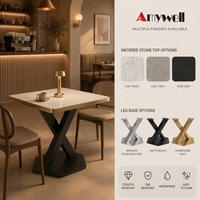 Table à manger en pierre frittée avec bord en aluminium personnalisé, 4 places, design moderne