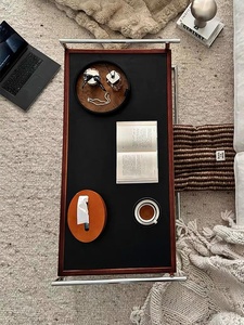 Tavolino da Caffè <span class=keywords><strong>Rio</strong></span> in Stile Mid-Century, Design Pieghevole Due-in-Uno in Ferro, Arredamento per Soggiorno, Ufficio e Casa per Piccoli Appartamenti - Product Image 4