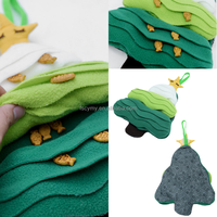 Tapis de reniflement pour chien de Noël avec motif arbre et Père Noël, jouet de distribution de nourriture lente à suspendre