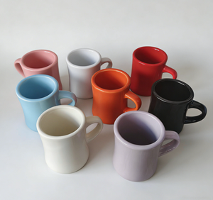แก้วเซรามิคทรงเอววินเทจ แก้วกาแฟโค้งหลากสี - Product Image 4