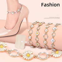 Daisy Trèfle à quatre feuilles Installation gratuite de chaussures décoratives anti-chute en métal boucle de chaussure lacet pour chaussures à talons hauts