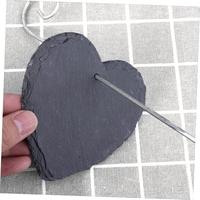 Moderne herzförmige Schiefer pflanzen etiketten im natürlichen Stil, die 16 Zoll auf einem Edelstahl-Metallstab hängen