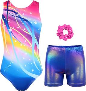 Justaucorps de ballet élégant filles Stretch Dance Unitards Rhinestone vêtements de sport noirs pour filles de 4 à 13 ans - Product Image 5