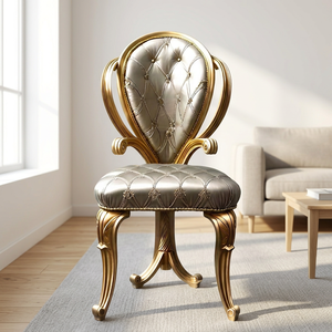 Sofá Individual de Lujo Estilo Royal, Estructura de Madera Sólida, Tradicional, Convertible, Relleno de Espuma, Sillón de Diseño - Product Image 4