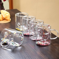 Tasse à thé ou à café en verre à double paroi, en borosilicate, faite à la main, mignonne, cadeau original, tasse en verre étoilée