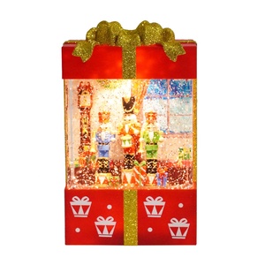 Xmas Noel Nutcracker Water Glitter <strong>Spinning</strong> Gift Box Led Water Lamp Christmas Snow <strong>Globe</strong> - Product Image 1