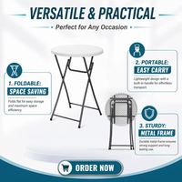 Table pliante en acier HDPE légère, résistante aux intempéries et aux UV, empilable, idéale pour les mariages en plein air, les hôtels et les petites salles de conférence
