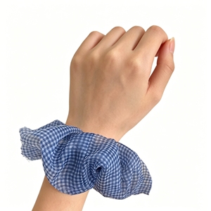 Nuevo Producto 2026: Lazos para el Cabello de Tela para Mujer, Diseño de Cuadrícula Azul, Elegantes, Sencillos, de Lujo Discreto y de Nicho, Venta al por Mayor de Accesorios para el Cabello - Product Image 6