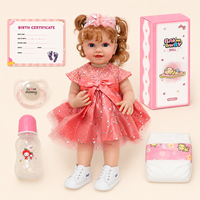 BAkwbwBY Poupée Reborn en Vinyle de 22'' Rose Scintillante, Robe de Princesse Adorable, Souriante, avec Biberon et Sucette pour Magasin de Jouets en Gros
