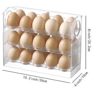 Réfrigérateurs ménagers à 3 étages, rangement, porte-œufs à 30 grilles, support à œufs en plastique, boîte de rangement en plastique - Product Image 3