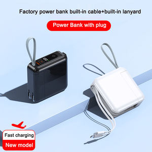 Batterie externe 10000 mAh avec charge rapide Pd20W Qc3.0, affichage LED, prise murale intégrée, 2 câbles de sortie, matériau ABS, portable pour iPhone - Product Image 1