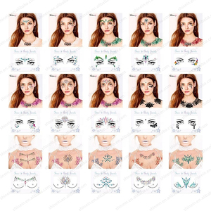 Pegatinas faciales Halloween Rhinestone Face Jewels Venta al por mayor Tatuaje temporal Gema Cristal Acrílico MSDS Tatuaje temporal durante 6 meses - Product Image 6