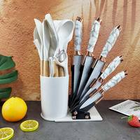 MK Set Gadget dapur, aksesoris dapur silikon tahan panas dengan pegangan kayu 19 buah