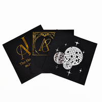 Serviettes en papier de cocktail noires de luxe en gros avec logo or/argent personnalisé imprimé pour mariages, fêtes et occasions spéciales comme Thanksgiving