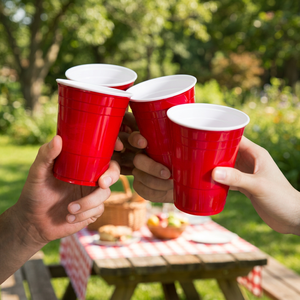 Gobelet en plastique PP jetable rouge de 16 oz, gobelet pour fête, gobelet pour boissons, gobelet à emporter, gobelet pour boissons froides, en plastique - Product Image 1