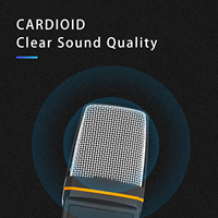GAM-micrófono de condensador de escritorio profesional, dispositivo de sonido estéreo con cable y conector de 666mm, con soporte, trípode para PC de escritorio, cantar en vivo, 3,5