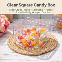 Boîte cadeau carrée en PS de qualité alimentaire multi-usages 108x108x58mm 450ml profil bas pour bonbons, pâtisseries, biscuits JNH-027