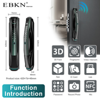 EBKN Cerradura Automática de Huellas Dactilares Tuya Cerradura Inteligente 3D Reconocimiento Facial Cerradura de Puerta Digital con Timbre