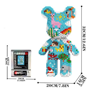 Modèle de blocs de construction en micro-particules de 32 cm, Ours point d'interrogation rouge Mpin, Figurine d'animal fantastique, Jouet de puzzle pour adolescents et adultes - Product Image 5