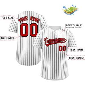 Camiseta de béisbol a rayas personalizada, camisa transpirable con botones y nombre y número personalizados para hombres, mujeres y jóvenes - Product Image 3