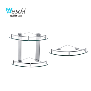 Étagère d'angle <span class=keywords><strong>murale</strong></span> moderne en acier inoxydable durable et <span class=keywords><strong>verre</strong></span> trempé, écologique, pour salle de bain, cuisine, lavabo, maison, hôtel - Product Image 4