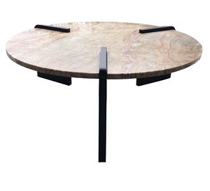 Table basse ronde de luxe en marbre avec pieds en acier modernes pour salon, mobilier de maison, prix de gros - Product Image 3