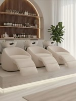 Fauteuil de lavage de luxe inclinable pour salon de coiffure, lit de beauté rembourré avec repose-pieds pour salon de coiffure