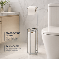 Support de papier toilette autoportant en métal personnalisé avec rangement pour 3 rouleaux, organisateur de salle de bain, fabricant OEM ODM