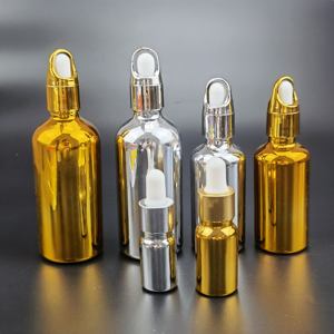 ขวดแก้วทรงกลมแบบหยดขนาด 5 มล. 10 มล. 15 มล. 20 มล. 30 มล. 50 มล. 100 มล. ชุบทอง/เงิน สำหรับน้ำมันหอมระเหย - Product Image 1