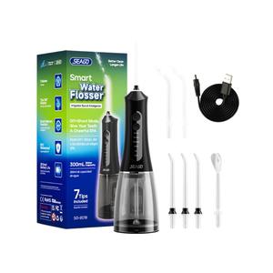 เครื่องฉีดน้ำทำความสะอาดช่องปาก Seago Smart Water Flosser ขนาด 300 มล. แบบพกพา พร้อมหัวฉีด 7 แบบ ชาร์จไฟได้ สำหรับผู้ใหญ่ ใช้ในบ้าน - Product Image 1