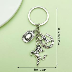 Wholesale Western Cowboy Keychain Silver Zinc Alloy Horseshoe Boots Hat Metal <b>Keyring</b> for Promotional Gift - Product Image 6