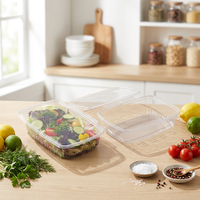 Boîte en plastique transparente rectangulaire antivol à usage unique en PET ; Emballage alimentaire pour salades et collations ; Personnalisable avec fermeture sécurisée pour repas à emporter