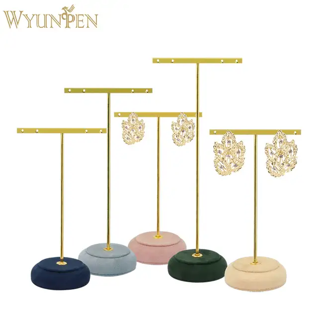 Jewelry Stand Display For Earring T Bar Metal Counter Hanging Gold Earring Display Stand For Sale