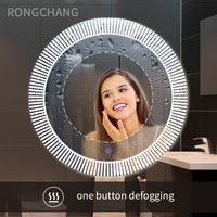 Interrupteur tactile intelligent sans cadre, éclairage frontal rond, 3 couleurs, intensité réglable, lampe LED, applique murale, miroir de salle de bain, nouveau modèle,