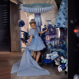 Abito blu lucido abiti <span class=keywords><strong>da</strong></span> <span class=keywords><strong>bambina</strong></span> in stile principessa <span class=keywords><strong>vestiti</strong></span> per bambini <span class=keywords><strong>vestiti</strong></span> <span class=keywords><strong>eleganti</strong></span> per bambini <span class=keywords><strong>vestiti</strong></span> <span class=keywords><strong>da</strong></span> <span class=keywords><strong>bambina</strong></span> <span class=keywords><strong>vestiti</strong></span> per le ragazze - Product Image 4