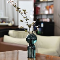 Vase de table en verre borosilicate rayé de style nordique, fait main, pour fleurs hydroponiques, design bulle, coloré, vintage, décoratif