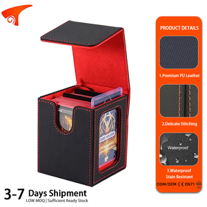 Torson Double Layer Leather Card <b>Storage</b> <b>Box</b> Clear Window Dividers Premium TCG Deck Case for 100 Cards Collections Eco-Friendly - Product Image 1