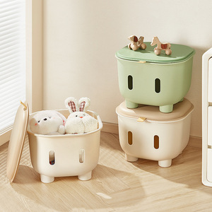 HeDou Childrens Storage Stool Rectangle Green Brown Pink Toy Organizer Standing Type Home Use - Product Image 1