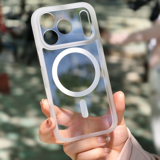 OEM Colorful TPU Clear Acrylic Back Panel Magnetic Phone Case for Iphone 17promax Independent Smart Camera Button Phone Cover