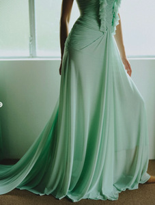 <span class=keywords><strong>ชุด</strong></span>เดรสยาวแบบ<span class=keywords><strong>เวียดนาม</strong></span>สีเขียวมิ้นท์ สายเดี่ยว จับจีบ พร้อมชายกระโปรงยาวสำหรับผู้หญิง - Product Image 4