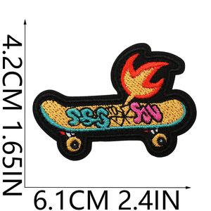 Patchs brodés personnalisés Streetwear Flamme Skateboard Style Hip Hop à thermocoller pour vêtements – Vente en gros - Product Image 2