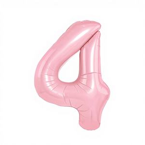 Ballon chiffre 4 rose macaron de 16 pouces, marque Peiyong, modèle 61257, pour la fête des Mères, la remise des diplômes, le Nouvel An chinois, la rentrée scolaire - Product Image 1