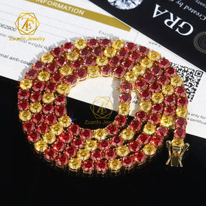 2025 chaîne de Tennis personnalisée personnalisée Options de couleurs multiples <span class=keywords><strong>rose</strong></span> jaune <span class=keywords><strong>bleu</strong></span> vert rouge chaîne de Tennis Moissanite pour Hip Hop - Product Image 3