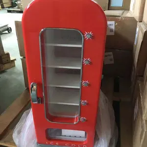 MOQ 1 Red Mini Cooling Fridge 220V Vintage Office Dorm Cottage Diet Coke Sprite Cooler Chiller Retro Refrigerator for 12V Use