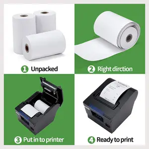 Mufeng Thermal Paper, 3 1/8 "x 52.4" Receipt Paper, Thermal Paper Roll für 80mm POS Thermal Printer Cash Register Rolls