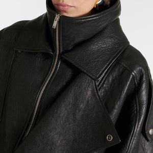 2025 sonbahar eski kadın koyun derisi deri ceket gerçek kabarcık postu kısa uzunluk katı desen boy siluet <span class=keywords><strong>Coat</strong></span> - Product Image 2