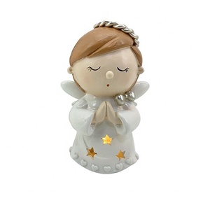 Ange priant en résine <span class=keywords><strong>avec</strong></span> lumières - Décoration d'intérieur durable, souvenir, cadeau, artisanat artificiel - Product Image 1