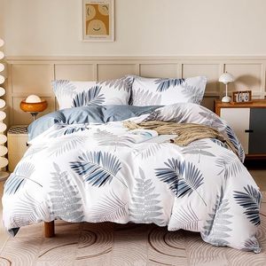 Juego de <span class=keywords><strong>Funda</strong></span> Nórdica Botánica, Juego de Ropa de Cama con Estampado de Hojas, <span class=keywords><strong>Funda</strong></span> Nórdica Suave para Dormitorio Moderno con Estampado de Hojas - Product Image 1