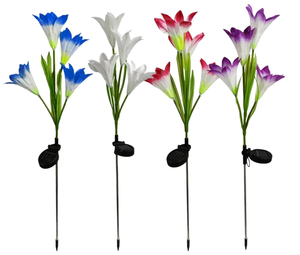 P65 p Rated impermeabile giglio solare fiore LED lampada <span class=keywords><strong>da</strong></span> <span class=keywords><strong>giardino</strong></span> bianco caldo per prato all'aperto e decorazione stradale conforme <span class=keywords><strong>a</strong></span> ROHS - Product Image 1